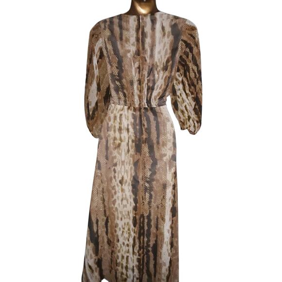 NWT Taylor Sz 8 Tan & Brown Animal Print Midi Dress - Picture 4 of 8